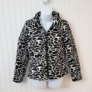 Zoe D. black and white zip up jacket size small.